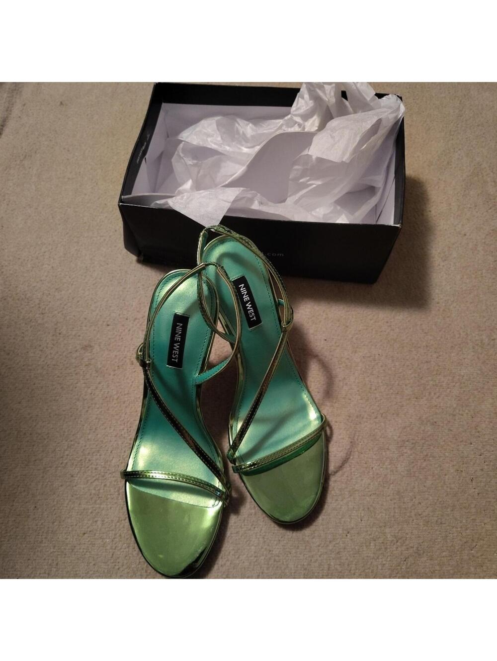 Nine West Style Isaw3 Medium Green Strappy Heels Size 9